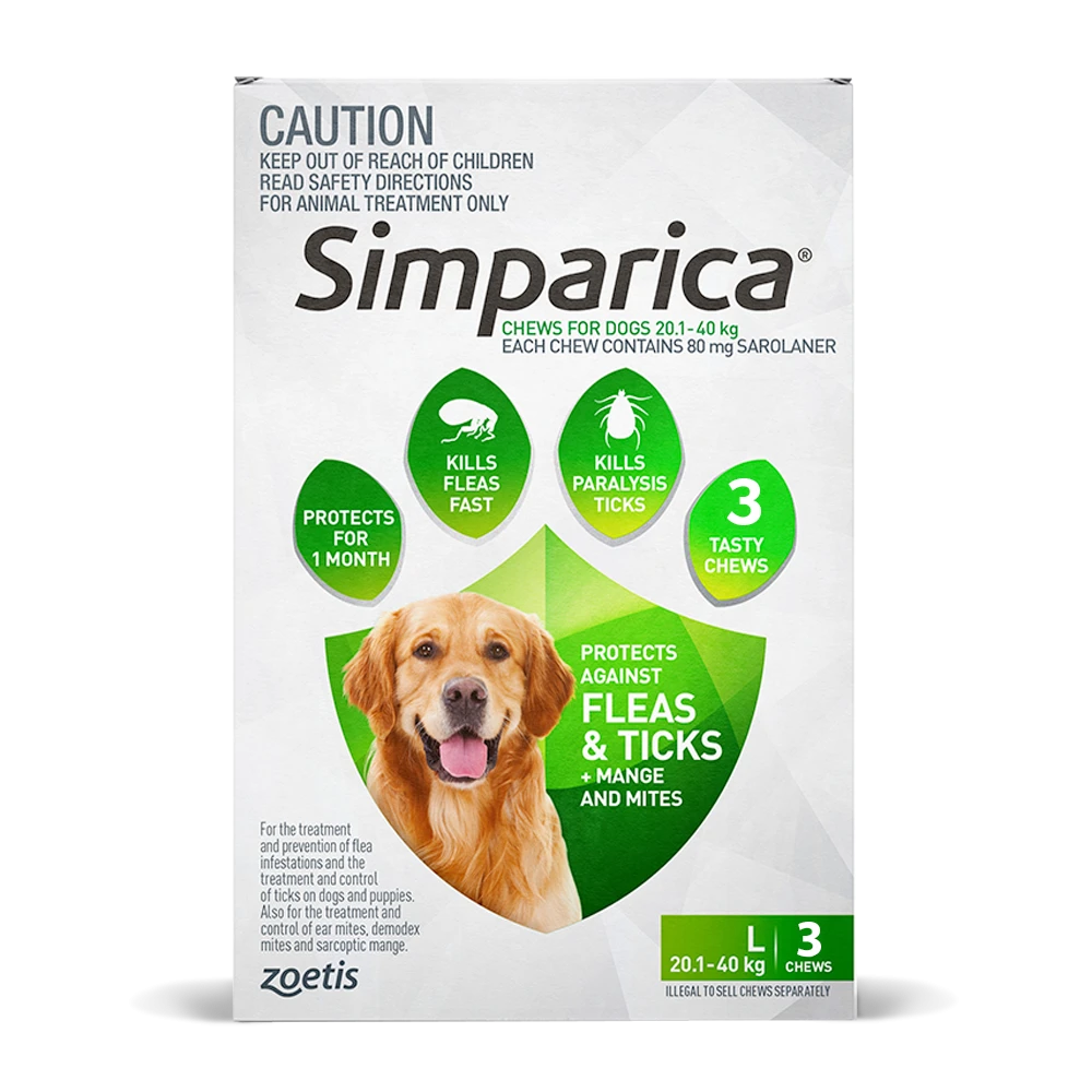 Simparica Dog Large 44.1 - 88lbs Green 3 Simparica Dog Large 44.1 - 88lbs Green