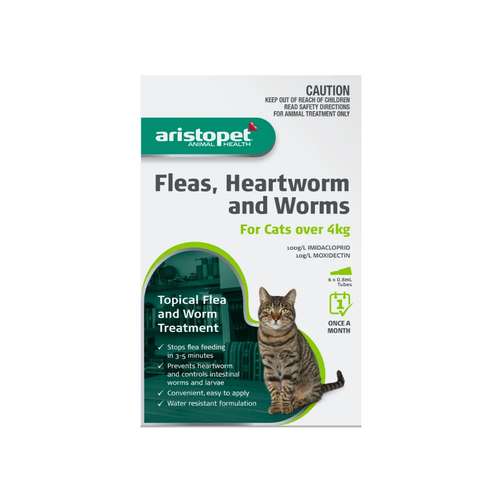 Aristopet Flea Heartworm & Worms Spot On Cat Over 8.8lbs Green 4 Aristopet Flea Heartworm & Worms Spot On Cat Over 8.8lbs Green - Image 2