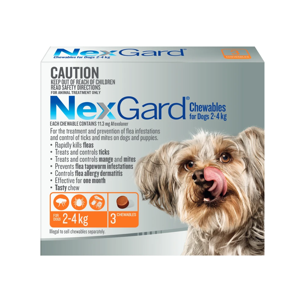 NexGard Chewables Dog Extra Small 4 - 10lbs Orange 3 NexGard Chewables Dog Extra Small 4 - 10lbs Orange