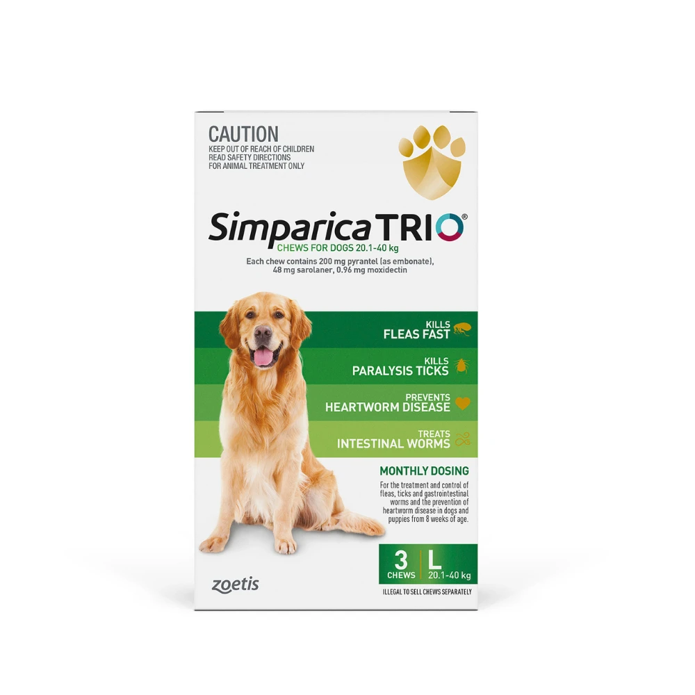 Simparica Trio Dog Large 44.3 - 88lbs Green 3 Simparica Trio Dog Large 44.3 - 88lbs Green