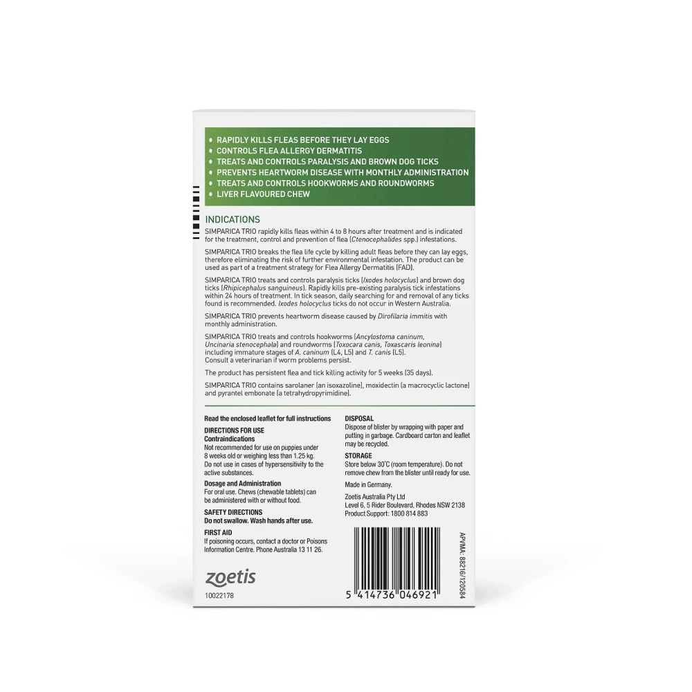 Simparica Trio Dog Large 44.3 - 88lbs Green 4 Simparica Trio Dog Large 44.3 - 88lbs Green - Image 2