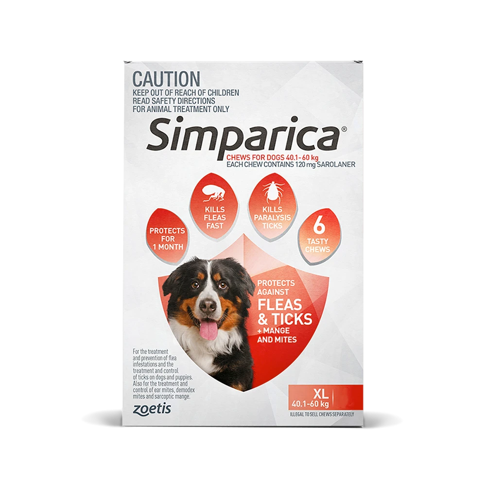 Simparica Dog Extra Large 88.1 - 132lbs Red 3 Simparica Dog Extra Large 88.1 - 132lbs Red
