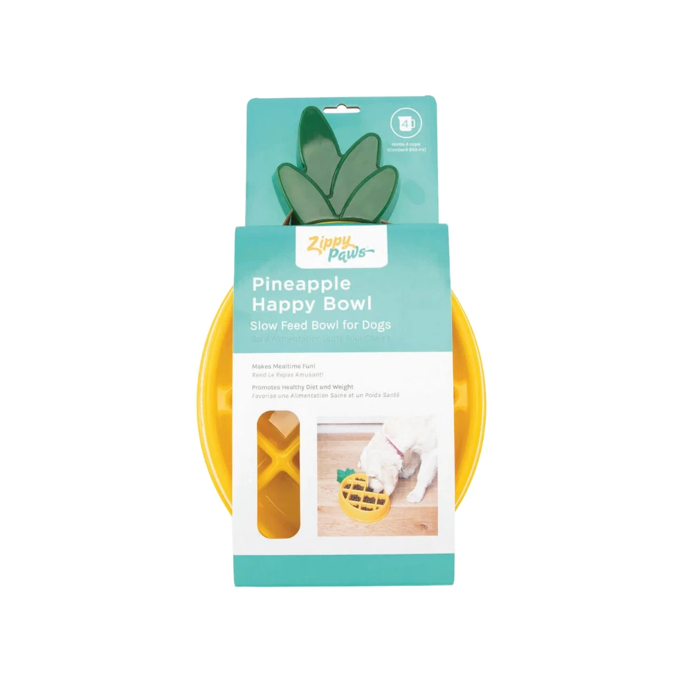 ZippyPaws Happy Bowl Dog Slow Feeder Pineapple 4 ZippyPaws Happy Bowl Dog Slow Feeder Pineapple - Image 2